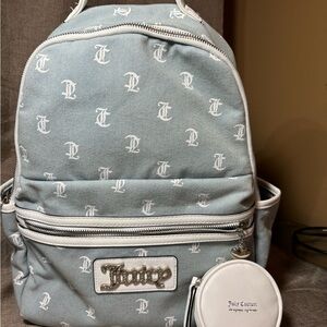 Juicy Couture Blue / White Backpack w/ White Coin Case